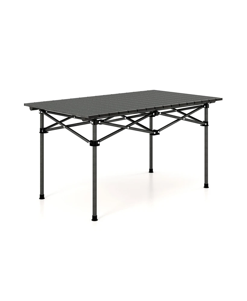 Slickblue Aluminum Camping Table for 4-6 People with Carry Bag-Black