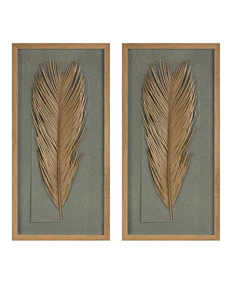 Slickblue Natural Dried Palm Frame Set - Decorative Wall Art (Set of 2)