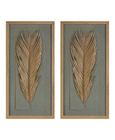 Slickblue Natural Dried Palm Frame Set - Decorative Wall Art (Set of 2)