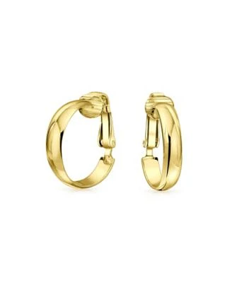 Bling Jewelry Classic Basic Simple Lightweight Clip On Hoop Earrings Non Pierced Ears Gold Plated Sterling Silver .75 Diameter