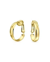 Bling Jewelry Classic Basic Simple Lightweight Clip On Hoop Earrings Non Pierced Ears Gold Plated Sterling Silver .75 Diameter