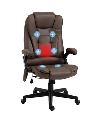 Vinsetto Massage Office Chair with 6 Points Heat Microfiber Executive Office Chair Coffee