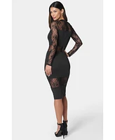 Bebe Women's Lace Inset Midi Dress