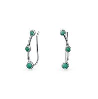 Bling Jewelry Minimalist 3 Blue Turquoise Curved Ear Pin Warp Climbers Earrings For Women Ear Crawlers Sterling Silver