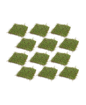 Slickblue Premium Moss Mat Set (Set of 12)-Authentic-Looking Polyester and Plastic Moss Pads for Natural Vibes