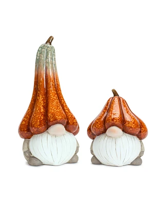 Slickblue Terra Cotta Gnome With Pumpkin Hat (Set of 2)