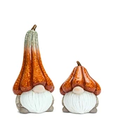 Slickblue Terra Cotta Gnome With Pumpkin Hat (Set of 2)