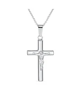 Bling Jewelry Simple Christian Catholic Religious Jewelry Large Jesus Crucifix Cross Necklace Pendant For Women Sterling Silver 2 Inch