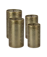 Slickblue Golden Ornamental Punched Metal Candle Holder (Set of 4)