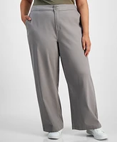 Celebrity Pink Trendy Plus Wide-Leg Twill Pants