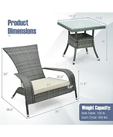 Vebreda 3-Piece Wicker Adirondack Set with Comfy Seat Cushions