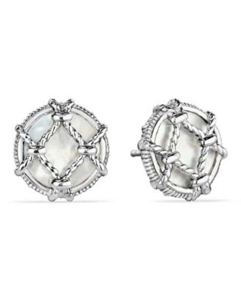 Judith Ripka Isola Stud Earrings with Mother of Pearl