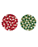 Thirstystone Felted Pom Pom Trivets-Set of 2