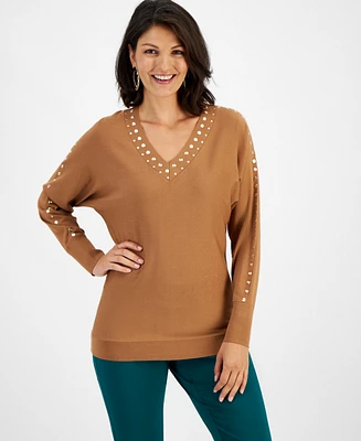 I.n.c. International Concepts Women's Studded V-Neck Tunic, Created for Macy's