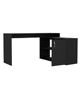 Fm Furniture Dallas L-Shaped Home Office Desk, Two Shelves