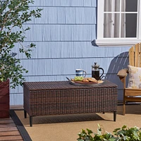 Outdoor Resin Wicker Storage Unit for Patio | Pool Storage