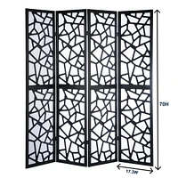 Simplie Fun Giyano 4 Panel Screen Room Divider, Black