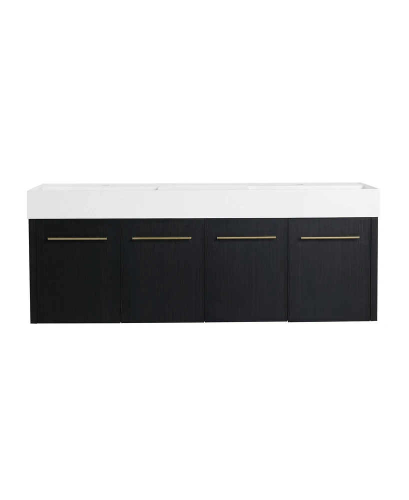 Simplie Fun 60 Inch Wall-mounted Bathroom Vanity (Only the Cabinet Body, No Top Sink)