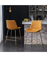 Streamdale Furniture Modern Velvet 26.50 Counter Height Stool, Set of 2, Gold