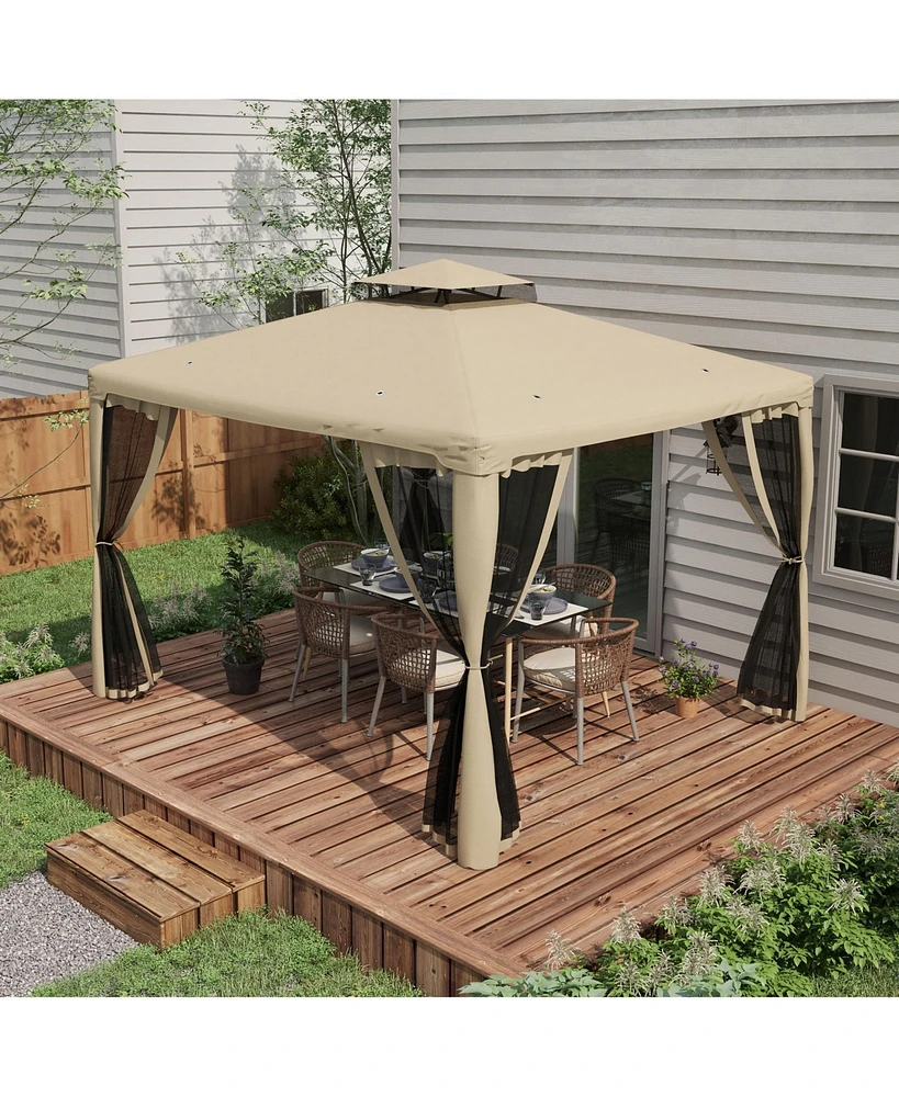 Simplie Fun Spacious Canopy Gazebo with Mesh Walls for Protection and Ventilation