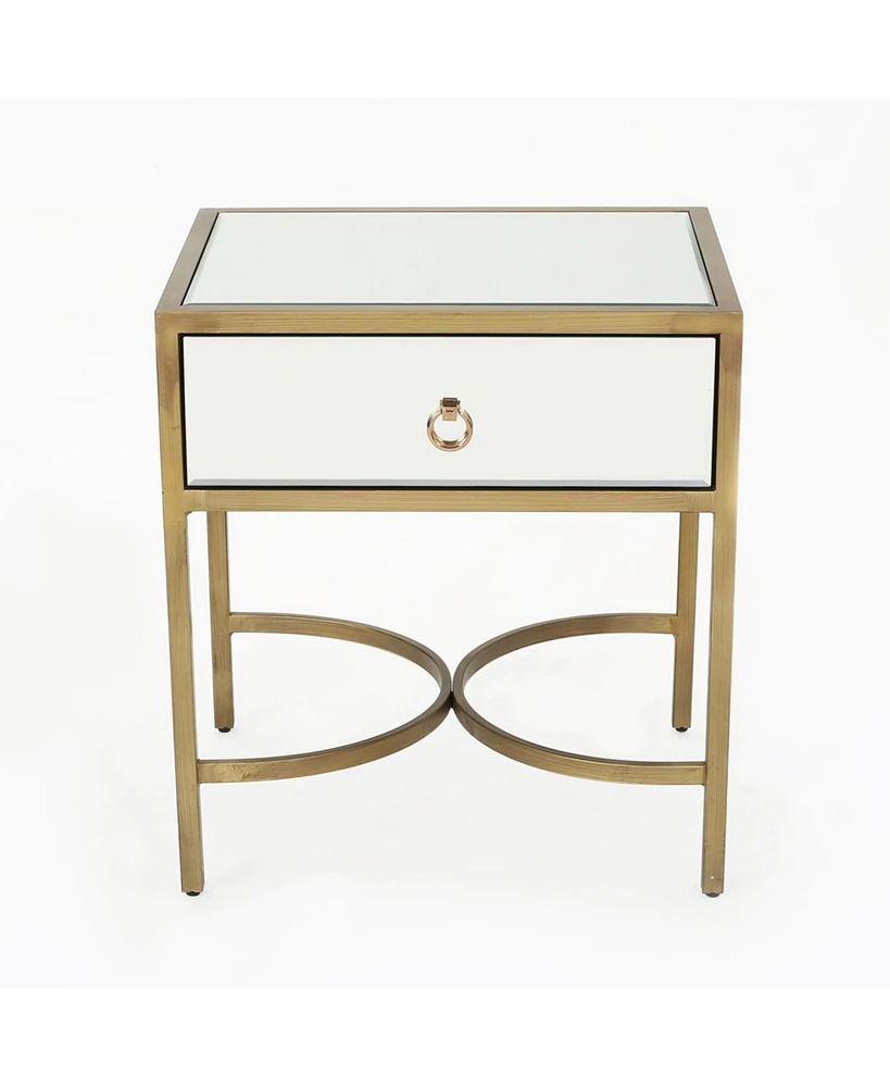 Simplie Fun Luxurious Gold Side Table with Drawer for Sophisticated Storage and Display