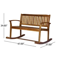 Streamdale Furniture Acacia Wood Rocking Love Seat Timeless Family Comfort for Generations