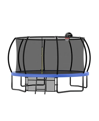 Simplie Fun Safe and Durable 14FT Trampoline with Enclosure, Ladder, Storage Bag