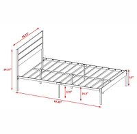 Streamdale Furniture Full Size Bed Frame with Wood Headboard, Metal Frame with Strong Slats, Noise Free, No Box Spring Needed-Brown.