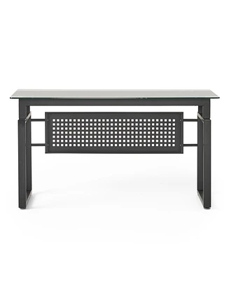 Streamdale Furniture Modern Glass Desk with Black Metal Frame for Home Office