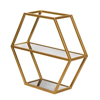 Hexagonal Glass Shelf with Metallic Accents for Modern Glam Decor