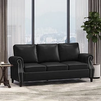 Contemporary Faux Leather Upholstered Sofa with Nailhead Accents