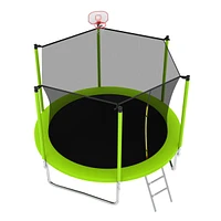 Streamdale Furniture 8FT Trampoline with Safety Enclosure Net, Basketball Hoop, Ladder