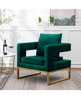 Simplie Fun Contemporary Upholstered Accent Arm Chair, Green