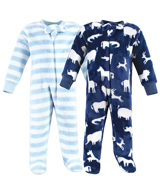 Hudson Baby Baby Boys h Sleep and Play One Piece, Safari Silhouette