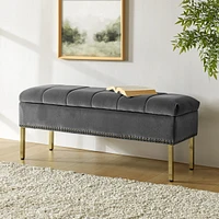 Hulala Home Upholstered Modern Flip Top Storage Bench with Metal Legs