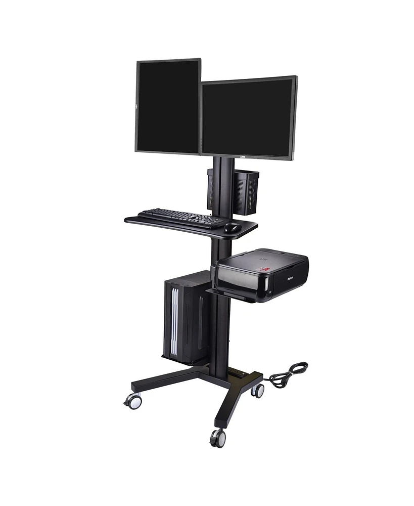 Yescom 2-Monitor Holder Pc Mobile Cart Computer Printer Workstaion Desk Black