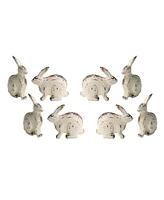 Slickblue Distressed White Rabbit Figurine - Set of 8