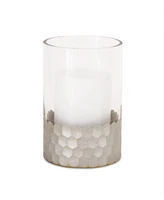 Slickblue Glass Hurricane Candle Holder With Honeycomb (Set of 2)