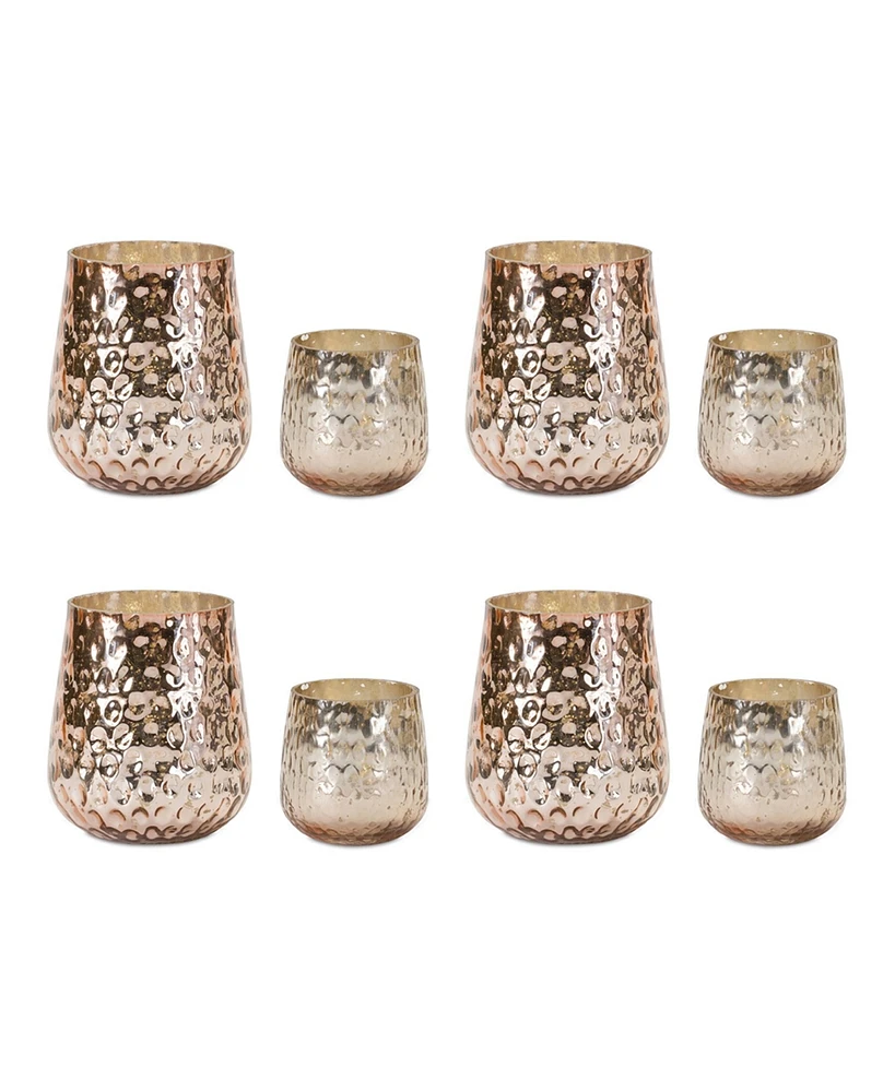 Slickblue Rose Gold Glass Candle Holder (Set of 8)