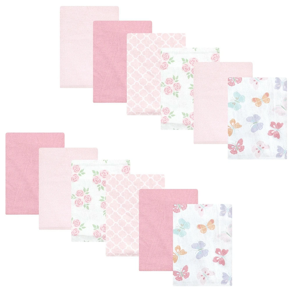 Hudson Baby Girls Cotton Flannel Burp Cloths Bundle