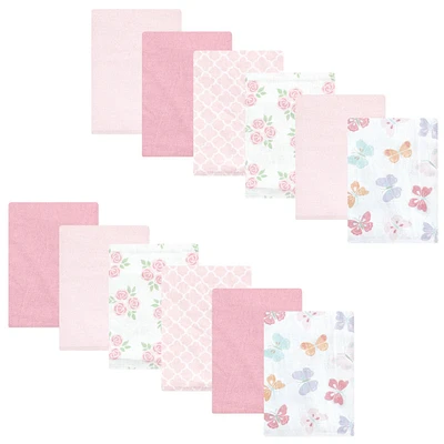Hudson Baby Girls Cotton Flannel Burp Cloths Bundle