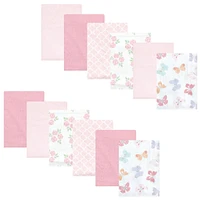 Hudson Baby Girls Cotton Flannel Burp Cloths Bundle