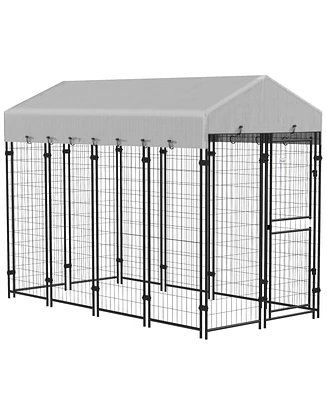 PawHut 7.8' x 4' x 6' Outdoor Dog Kennel with Waterproof Canopy, Large Door