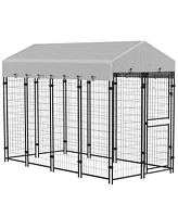 PawHut 7.8' x 6' Outdoor Dog Kennel with Waterproof Canopy, Large Door