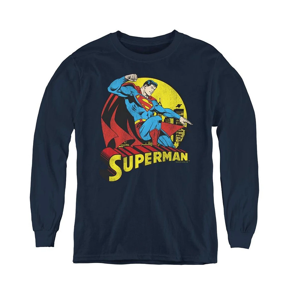 Dc Comics Boys Youth Blue Long Sleeve Sweatshirts