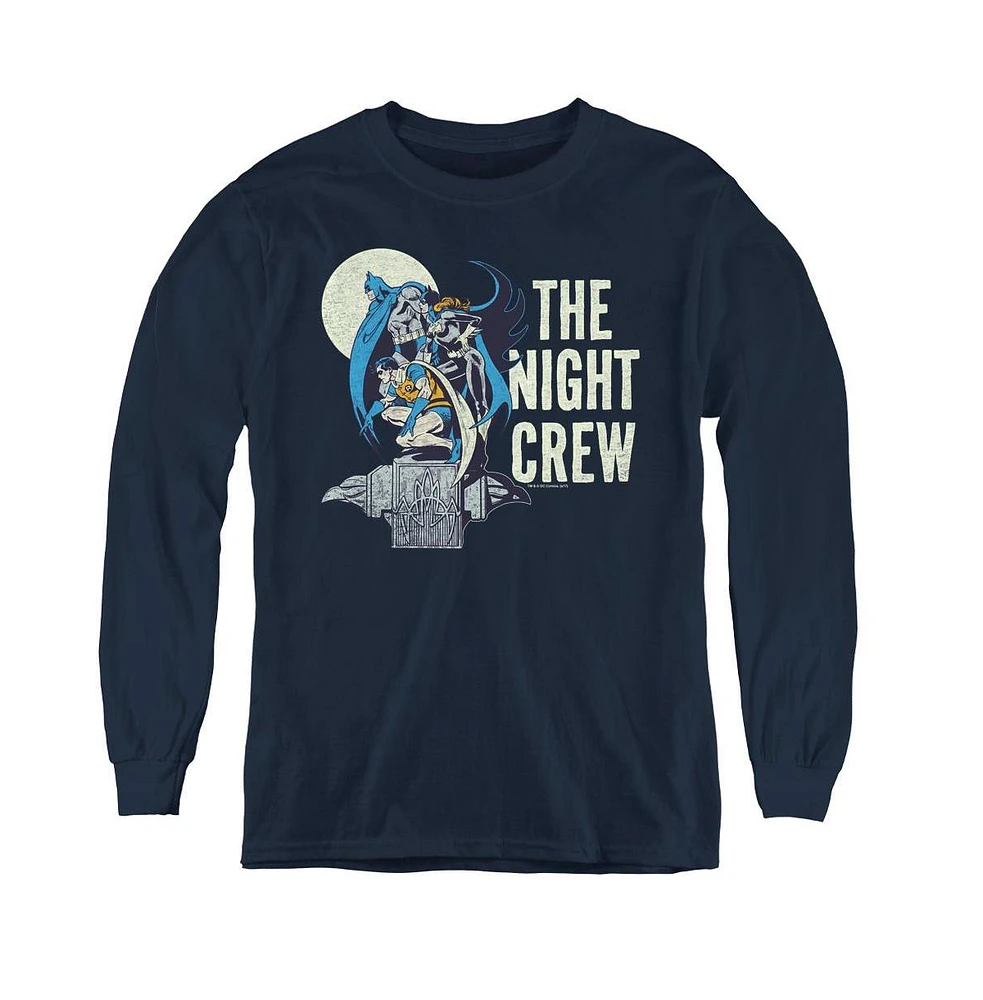 Dc Comics Boys Youth Night Crew Long Sleeve Sweatshirts