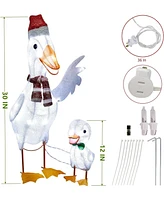 Maggift 2 Pack Lighted Tinsel Ducks Christmas Decor