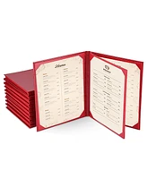 WeChef 10 Packs Restaurant Menu Covers 8.5 x 11 Book Style 3 Pages 4 Views Burgundy