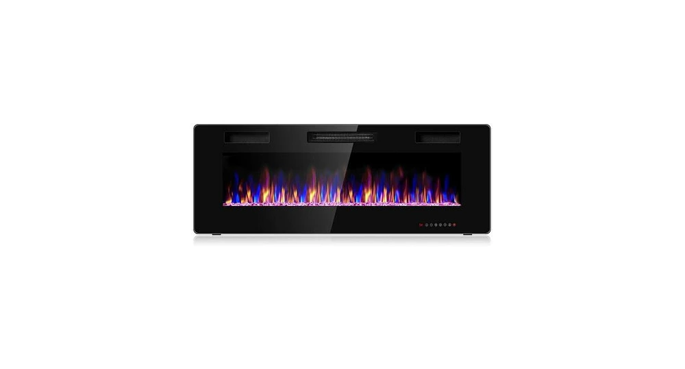 Slickblue 50 Inch Recessed Ultra Thin Electric Fireplace with Timer