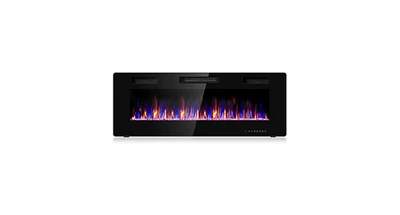 Slickblue 50 Inch Recessed Ultra Thin Electric Fireplace with Timer